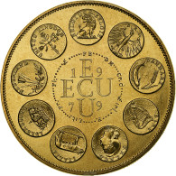 France, Médaille, Ecu Europa, 1979, Gilt Bronze, SPL+ - Other & Unclassified