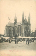 51 - Reims - Place Et Eglise Saint-Thomas - Animée - Marché - Etat Petit Pli Visible - CPA - Voir Scans Recto-Verso - Reims