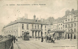 44 - Nantes - Place Du Commerce - La Bourse, Façade Est - Animée - Tramway - Attelage De Chevaux - Voyagée En 1913 - CPA - Nantes