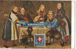 229508 SWITZERLAND ART ARTE SIGNED JOSEPH REINHARDT WOMAN'S & GIRL'S PRO JUVENTUTE CIRCULATED TO GERMANY POSTAL POSTCARD - Andere & Zonder Classificatie