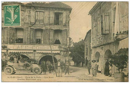 32.ST CLAR.n°8.PLACE DE LA HALLE.COTE NORD.GRANDES MANOEUVRES 1913.CAFE DU COMMERCE.RARE.VOIR ETAT - Autres & Non Classés