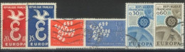 FRANCE -1958,1961,1967 - EUROPA STAMPS COMPLETE SET OF 2 FOR EACH YEAR, USED. - Oblitérés