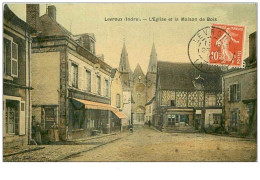 36.LEVROUX.N7.L'EGLISE ET LA MAISON DE BOIS.CP TOILEE - Autres & Non Classés