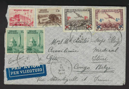 Luchtpostbrief OBP 484 + 485 + 486 + PA6 + PA7 Van WAVRE Naar CONGO - 1939 - Lettres & Documents