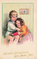 Illustrateur Illustration Herzliche Gluckwunsche Zum Neuen Jahr Enfants Garcon Fille - 1900-1949