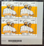C 4154 Brazil Stamp Mercosul Series Profession Kitchen Chef Woman Gastronomy 2024 Block Of 4 Bar Code - Unused Stamps