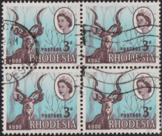 1966 Rhodesien ⵙ Mi:RH 26, Sn:RH 225, Yt:RH 132, Sg:RH 376,Greater Kudu (Tragelaphus Strepsiceros), Queen Elizabeth II - Rhodesië (1964-1980)