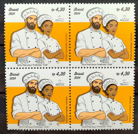 C 4154 Brazil Stamp Mercosul Series Profession Kitchen Chef Woman Gastronomy 2024 Block Of 4 - Ongebruikt