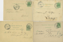 4 X CARTE POSTALE Met Stempels PEISSANT - LOCHRISTY - SYNGHEM - WACHTEBEKE - BELCELE... - Briefkaarten 1871-1909