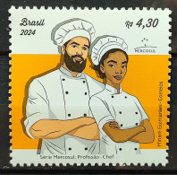 C 4154 Brazil Stamp Mercosul Series Profession Kitchen Chef Woman Gastronomy 2024 - Nuovi