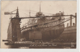 S.M.S Von Der Tann Im Dock Grand  Croiseur Kaiserliche Marine Carte Très Rare Cachet  Wilhelmshaven 1914 - Guerre