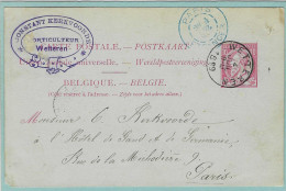 CARTE POSTALE 10ct. Van WETTEREN Naar PARIS - 1889 - Postkarten 1871-1909