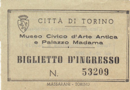 TORINO /  Biglietto D'ingresso  _ MUSEO CIVICO D'ARTE ANTICA E PALAZZO MADAMA - Tickets - Entradas