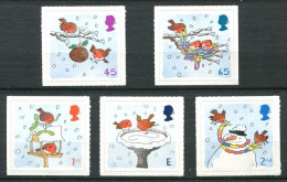 229 GRANDE BRETAGNE 2001 - Yvert 2284/88 Adhesif - Oiseau Bonhomme Neige Hiver - Neuf ** (MNH) Sans Charniere - Nuevos