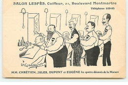 Carte Publicité - Salon Lespès, Coiffeur, 21 Boulevard Montmartre - Les Quatre Décorés De La Maison - Werbepostkarten