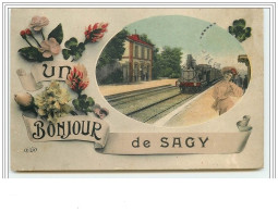 Un Bonjour De SAGY Gare Avec Train - Sonstige & Ohne Zuordnung