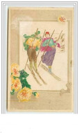 Couple Faisant Du Ski - Art Nouveau - Timbre Grec - 1900-1949