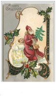 Carte Gaufrée - A Merry Christmas - Santa Claus