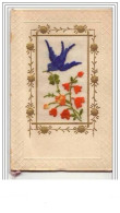 Carte Brodée - Bonne Année - Oiseau - Embroidered