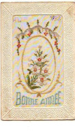 Carte Brodée - Bonne Année - Fleurs - Bordados