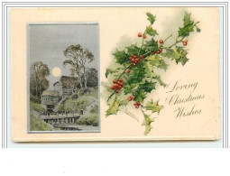 C. Klein - Carte Gaufrée - Loving Christmas Wishes - Houx Et Maison En Médaillon - Klein, Catharina