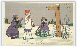 Bonne Année - Enfants, Dont L'un Est Sur Une Luge - Style Ebner, Parkinson - Neujahr