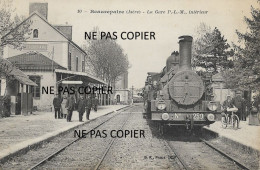 38 - Beaurepaire : La Gare P.L.M. Intérieure - Gros Plan Sur Locomotive Vapeur N°  259 - Belle CPA Animée écrite - Beaurepaire