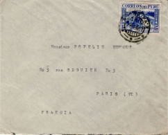 PERU 1937  LETTER SENT  FROM LIMA TO PARIS - Pérou
