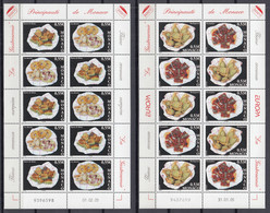 MONACO  2746-2749, 2 Kleinbogen, Postfrisch **, Euro-Nominale, Europa CEPT: Gastronomie, 2005 - Bloques