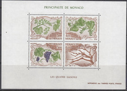 MONACO Block 36, Postfrisch **, Die Vier Jahreszeiten 1987, Weinstock - Blocks & Kleinbögen