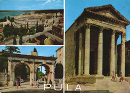 PULA, MULTIPLE VIEWS, ARCHITECTURE, ARENA, TEMPLE, GATE, CROATIA, POSTCARD - Croacia