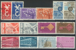 FRANCE -1958,62,65,68,69, &1971 - EUROPA STAMPS COMPLETE SET OF 2 FOR EACH YEAR, USED. - Oblitérés