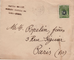 PERU 1923 LETTER SENT FROM LIMA TO PARIS - Pérou