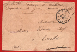 (RECTO / VERSO) ENVELOPPE AVEC CACHET AMBULANT TRI FERROVIAIRE NANCY A ST DIE EN 1917 - CACHET MILITAIRE  - FM - Lettres & Documents