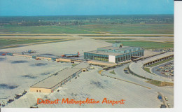 Detroit Metropolitain Wayne Country Détroit Mi Airport Aerial View Planes Building, Eevated Traffic Lane  Vintage 2 Sc - Detroit