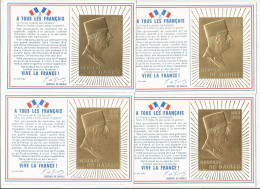 France Série Complète Des 4 Rares Cartes Maximum Illustration Or 24 Carats 1971 De Gaulle - 1970-1979