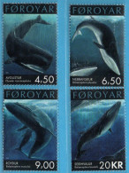 Faeroër 2001 Nature Conservatoin Whales 4 Values MNH Faroe Islands Physeter, Balaenoptera - Wale