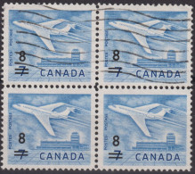 1964 Kanada ⵙ Mi:CA 375, Sn:CA 430, Yt:CA 340, Sg:CA 556, Douglas DC-9 Airliner And Upland Airport, Ottawa, Surcharged - Gebruikt