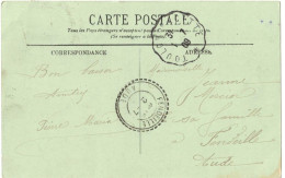 SUR CPA LOURDES VERS AUDE TIMBRE SEMEUSE OBLITERATION AMBULANT FERROVIAIRE CONVOYEUR TOULOUSE A CETTE VERS FENDEILLE - Correo Ferroviario