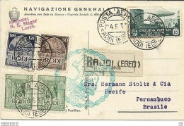 Egeo - Zeppelin Lire 10 Su Cartolina - Ägäis