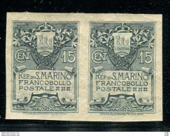 Stemma Cent. 15  Varietà Non Dentellata - Unused Stamps