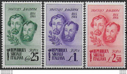 1944 Repubblica Sociale Fratelli Bandiera 3v. MNH Sassone N 512/14 - Altri & Non Classificati