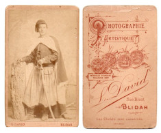 (Photo Carte De Visite) 567, Portrait Militaire, Spahi, Photographie David à Blidah - War, Military