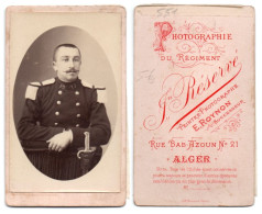 (Photo Carte De Visite) 551, Portrait Militaire,19e RI Régiment D'Infanterie, Photo Reservé Alger - War, Military