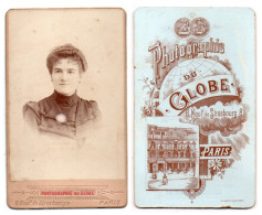 (Photo Carte De Visite) 560, Portrait De Femme, Photographie Du Globe à Paris - Anonymous Persons