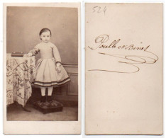 (Photo Carte De Visite) 524, Portrait Enfant Fillette, Photo Poulle Et Binet - Anonymous Persons