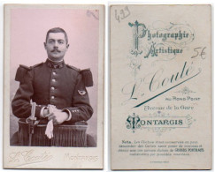 (Photo Carte De Visite) 499, Portrait Militaire, 82e RI Régiment D'Infanterie, Photo Couté à Montargis - Guerre, Militaire