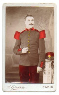 (Photo Carte De Visite) 409, Portrait Militaire, 5e RI Régiment D'Infanterie, Photo Colorisée Grossin à Paris - Guerra, Militari