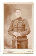 (Photo Carte De Visite) 408, Portrait Militaire, 3e Régiment Surment La Cavalerie, Photo Grossin à Paris - Guerre, Militaire