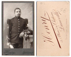 (Photo Carte De Visite) 352, Portrait Militaire, 2e BCP Bataillon De Chasseurs à Pied, Musique, Photo Henry Lunéville - Oorlog, Militair